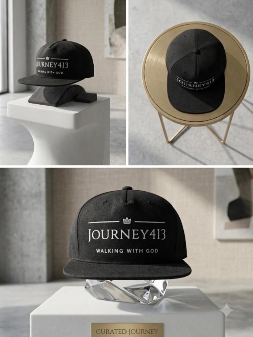 NEW - JOURNEY 413 T SNAPBACK WALKING WITH GOD HAT - BLACK - Picture 3 of 4